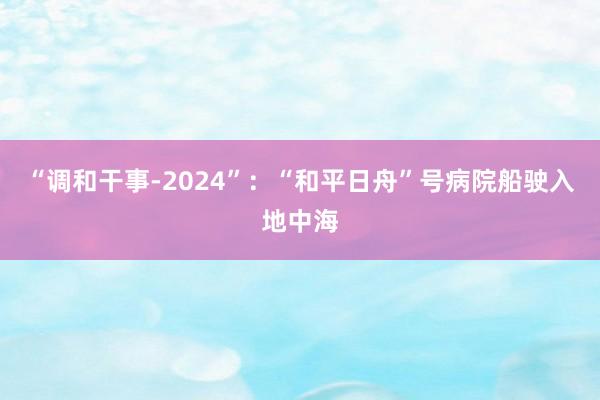 “调和干事-2024”：“和平日舟”号病院船驶入地中海