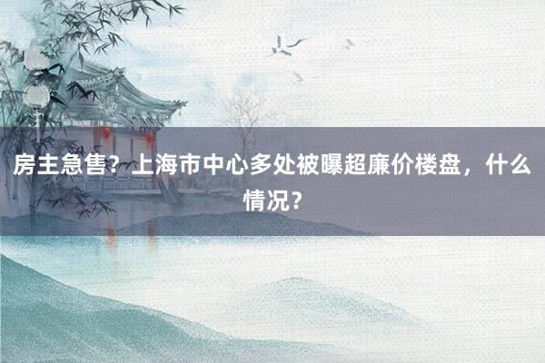 房主急售？上海市中心多处被曝超廉价楼盘，什么情况？